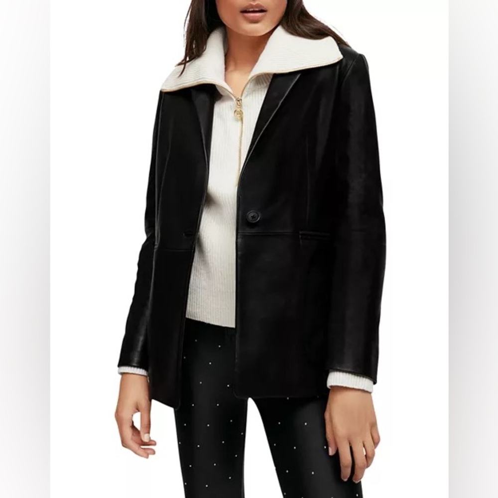 NWT Maje Vadimo black leather blazer – size 4